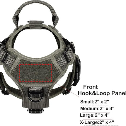 ICEFANG Tactical Dog Harness, Small Size,2X Metal Buckle,Working Dog MOLLE Vest with Handle,No Pulling Front Leash Clip,Hook and Loop Panel (Green,S (Pack of 1))