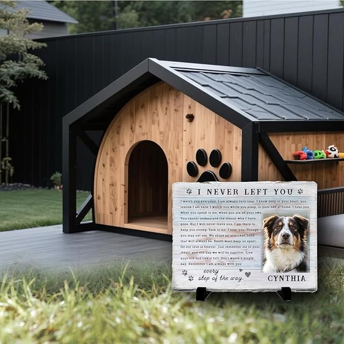 Personalized Pet Memorial Stone, Custom Dog Memorial Gifts for Loss of Dog with Photo Name Date, Dog Remembrance Gift, Loss of Dog Sympathy Gift for Dog Cat Lovers (Quote 12)