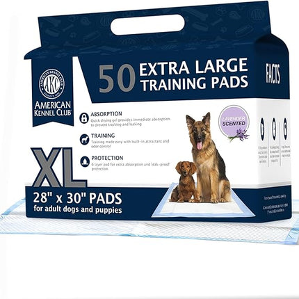 American Kennel Club Scented Puppy Training Pads with Ultra Absorbent Quick Dry Gel – 28 x 30 Pee Pads for Dogs - Lavender Scented - 50 Count