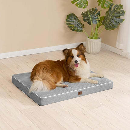 EHEYCIGA Waterproof Dog Bed Orthopedic 35"x23", Memory Foam Pet Bed for Larged Size Dogs, Washable Pet Mat with Removable Cover, Grey