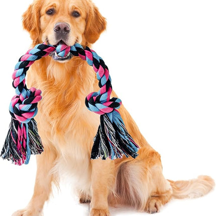 Dog Rope Toy for Large Dogs, Heavy Duty Chew Toys for Aggressive Chewers, Indestructible Durable Cotton Tug of War Rope Toys for Medium to Large Breed Teeth Cleaning
