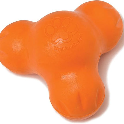 WEST PAW Zogoflex Tux Treat Dispensing Dog Chew Toy – Interactive Chewing Toy for Dogs – Dog Games for Aggressive Chewers, Fetch, Catch – Holds Kibble, Treats, Large 5", Tangerine