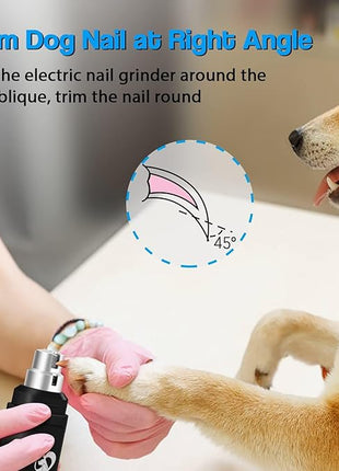 Casfuy Dog Nail Grinder Upgraded - Professional 2-Speed Electric Rechargeable Pet Nail Trimmer Painless Paws Grooming & Smoothing for Small Medium Large Dogs & Cats (Black)