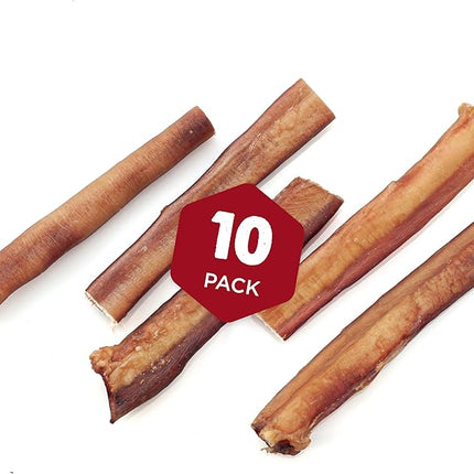 Best Bully Sticks Thick 6 Inch Bully Sticks for Dogs - 10 Count (Pack of 1) - Natural Grass-Fed Beef, Single Ingredient, Grain and Rawhide Free - Large Breeds
