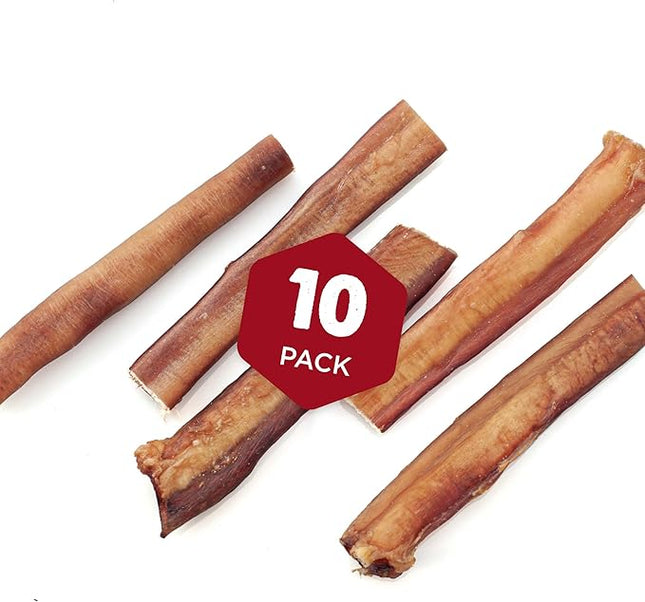Best Bully Sticks Thick 6 Inch Bully Sticks for Dogs - 10 Count (Pack of 1) - Natural Grass-Fed Beef, Single Ingredient, Grain and Rawhide Free - Large Breeds