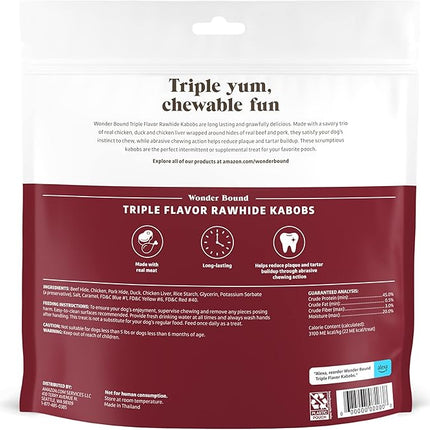 Amazon Brand - Wonder Bound Triple Flavor Rawhide Kabobs for Dogs, Variety, 1.5 pound (Pack of 1)