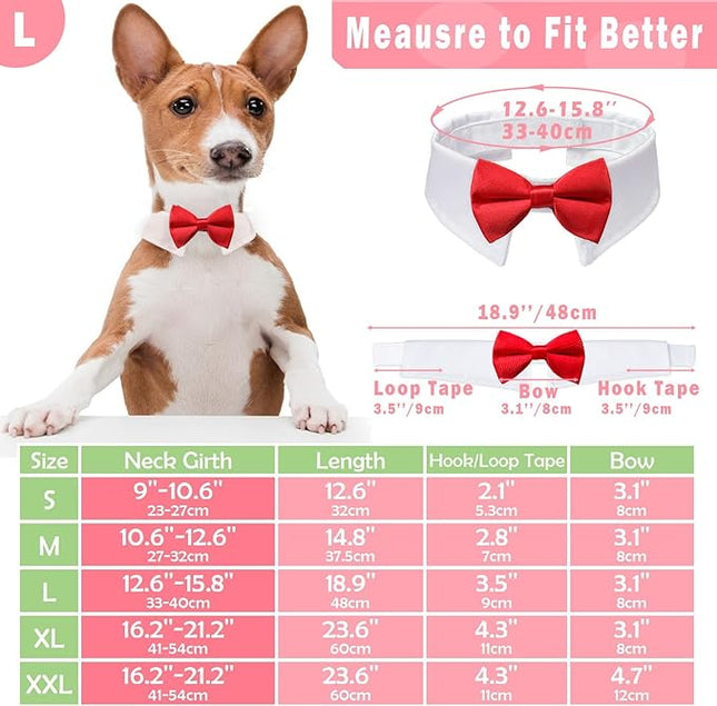Dog Bow Ties for Large Dogs, KOOLMOX Red Tuxedo for Dogs, Tuxedo Dog Neck Bow Red with Adjustable White Collar Formal Pet Collar Necktie for Small Medium Large Boy Dog Tuxedo Tux Wedding Outfits