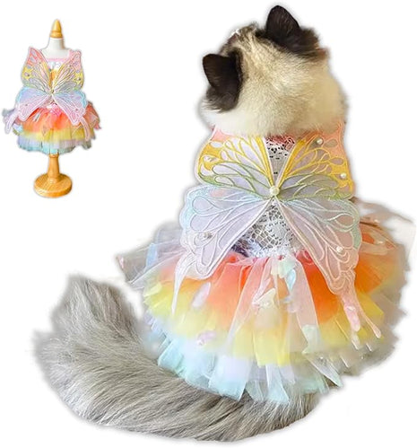 Cat/Small Dog Pretty Fairy Costume Clothing - Cute Dress Outfit for Spring Halloween Christmas Girl Party (XL)