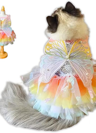 Cat/Small Dog Pretty Fairy Costume Clothing - Cute Dress Outfit for Spring Halloween Christmas Girl Party (L)