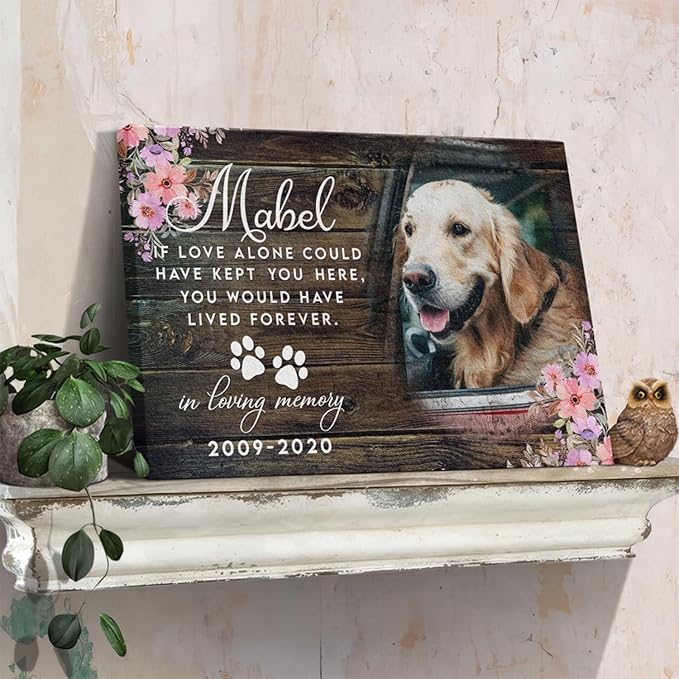 Dem Canvas Personalized Photo Canvas Prints, Dog Loss Gifts, Forever In My Heart, Pet Memorial Gifts, Dog Death Sympathy Gifts, Dog Passing Away Loss Gift Dog Grieving Gifts (24x16)