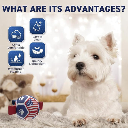 QDAN Puppy Balls, Dog Toys, Dog Balls with Straps for Small Breed, Soccer Ball for Dogs, Puppy Toys, Dog Birthday Gift (Flag, 3.5 inch)