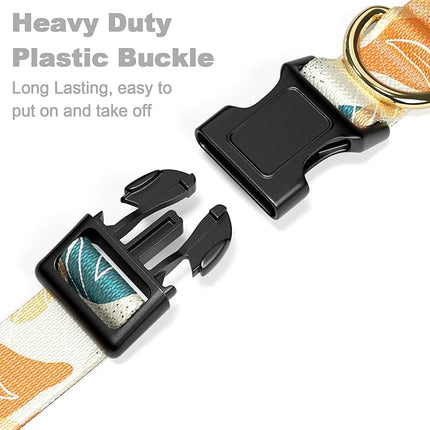 Rnivvi Dog Collar for Small Dogs, Cute Heavy Duty Adjustable Puppy Collar with Quick Release Buckle for Boy Girl & Female, Pet Accessories for Walking Running, XS Length 5/8" Width, Abstract Leaves