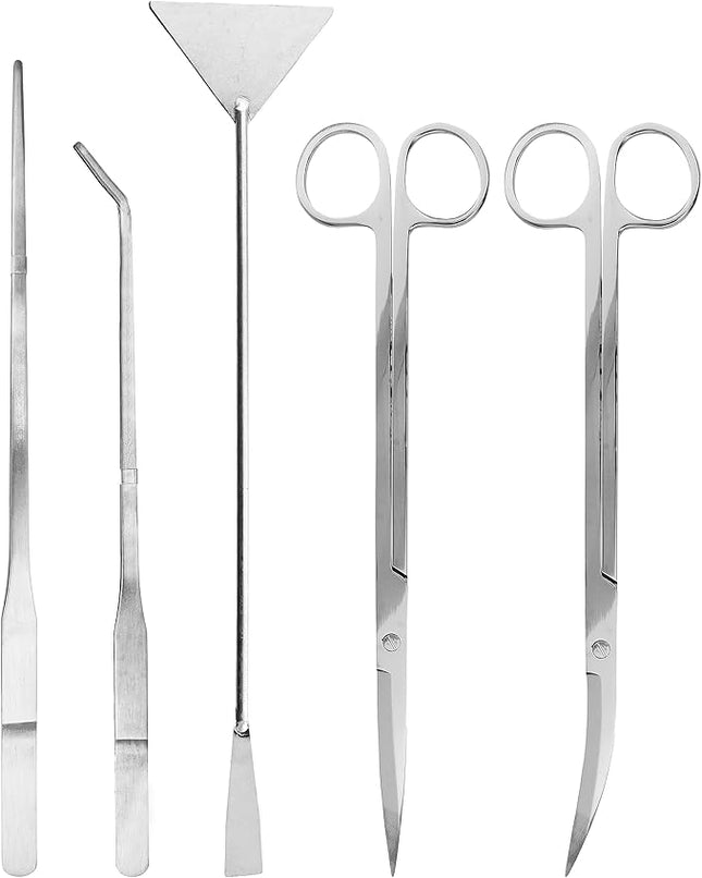 Mandala Crafts Stainless Steel Aquascaping Tools Kit – Aquarium Plant Tools with Tweezers, Spatula, and Scissors for Fish Tanks, Hospital Tanks, Goldfish Bowls, Aquariums, and Terrariums