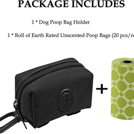 Pet Dog Waste Bag Dispenser Fits Any Leash Poop Bag Holder with 1 Free Roll of Bags