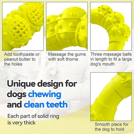 Indestructible Dog Chew Ring Toys for Aggressive Chewers, Super Chewer Dogs Toy for Medium Large Dogs, Puppy Teething Rings for Relax, Interactive Dog Toy, Heavy Duty Teething Toys