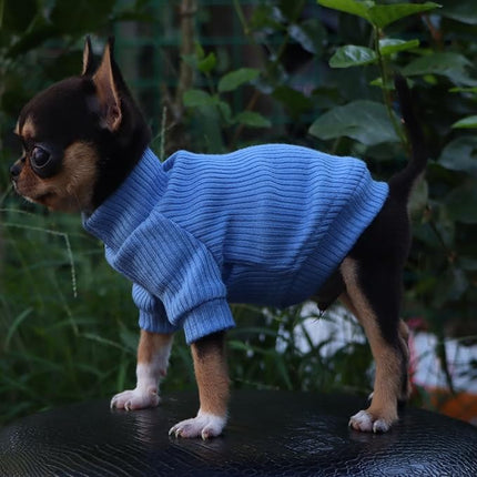 LOPHIPETS Small Dog Turtleneck Sweaters for Teacup Chihuahua Yorkie Puppy Cat Clothes-Light Blue/XXS
