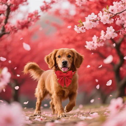 Maca Bates Red Dog Collar with Cute Solid Sailor Bow Tie for Medium Girl Boy Dogs,Girly Adjustbale Durable Breakaway Soft Collars with Bowtie for Female Male Puppy,Pet with Metal Buckle