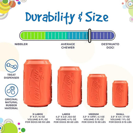 SodaPup Soda Can – Durable Dog Treat Dispenser & Chew Toy Made in USA from Non-Toxic, Pet Safe, Food Safe Natural Rubber Material for Mental Stimulation, Problem Chewing, Calming Nerves, & More