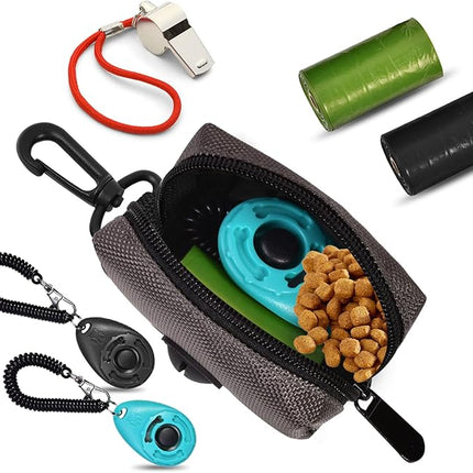 Dog Waste Bag Dispenser Pet Poop Bags Holder for Doggie Waste Bags Dispensers Soft Fabric Zipper Small Doggy Puppy Pouch for Leash Accessory Attachment with Carrier,Grey