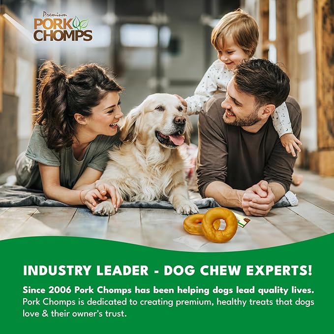 Pork Chomps Roasted Pork Skin Dog Chews, 3-inch Donuts, 2 Count