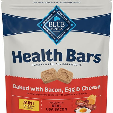Blue Buffalo Health Bars Mini Crunchy Dog Biscuits, Oven-Baked with Natural Ingredients, Bacon, Egg & Cheese, 16-oz Bag