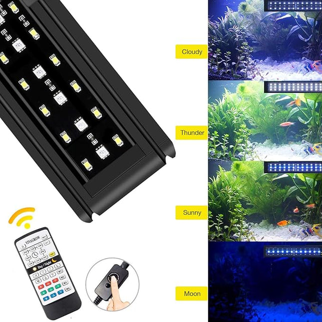 IREENUO Aquarium LED Light, Full Spectrum Fish Tank Clip on Light with Remote, Color Changing Lighting for Reef Coral Aquatic Plants and Fish Keeping (16W（20.4 inch）)