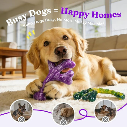 Dog Toys for Aggressive Chewers - 2 Pack Beef Bacon Flavor Tough Dogs Chew Toys, Indestructible Toy for Medium Large Dogs Gift