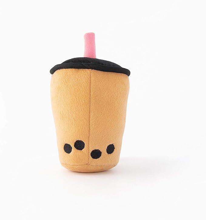ZippyPaws NomNomz - Dog Squeaky Toys to Keep Them Busy, Funny Food Plush for Small & Medium Dogs, Cute Stuffed Puppy Toy, Pet Products, Gift for Dogs of All Breeds, Soft and Cuddly - Boba Milk Tea