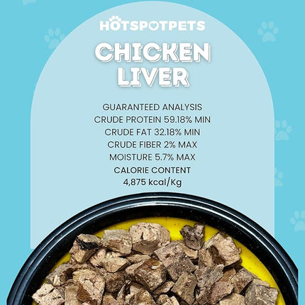hotspot pets Freeze Dried Chicken Liver Treats for Cats & Dogs -1LB Big Bag-Made in USA- Single Ingredient All Natural, Grain-Free - Perfect for Training, Food Topper or Snack
