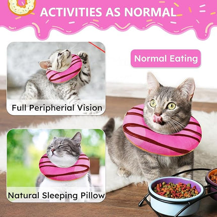 Cat Cone Collar Soft, Cat Recovery Collar for Wound Healing Cute Donut Adjustable Kitten Cones to Stop Licking Comfortable Lightweight Neck Elizabethan Collars for Cats Kittens After Surgery