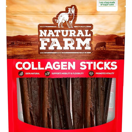 Natural Farm Bully Coated Gourmet Collagen Sticks (4 Inch, 10 Pack), Real Bully Beef Coated, 95% Natural Collagen Dog Chews, Supports Healthy Joints, Skin & Coat - Best for Small & Medium Dogs