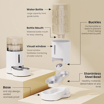 CZPET 4L Pet Water Dispenser Without Electricity Unplugged Automatic Water Bowl Dispenser Gravity Water Dispenser for Cats Water Self Feeder Dog Fountain Dogs Bowl Bottles for Kitten Puppy