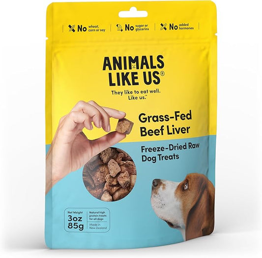 Premium Dog Treats, Freeze-Dried Raw 100% Grass-Fed Beef Liver, Single Ingredient, Protein Rich, Non-GMO, No Wheat or Corn, 3 oz