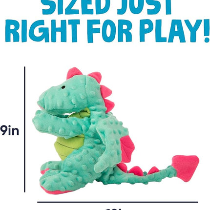 goDog Dragons Squeaky Plush Dog Toy with Chew Guard Technology, Durable Fabric & Squeaker for Active Play, Seafoam, Large