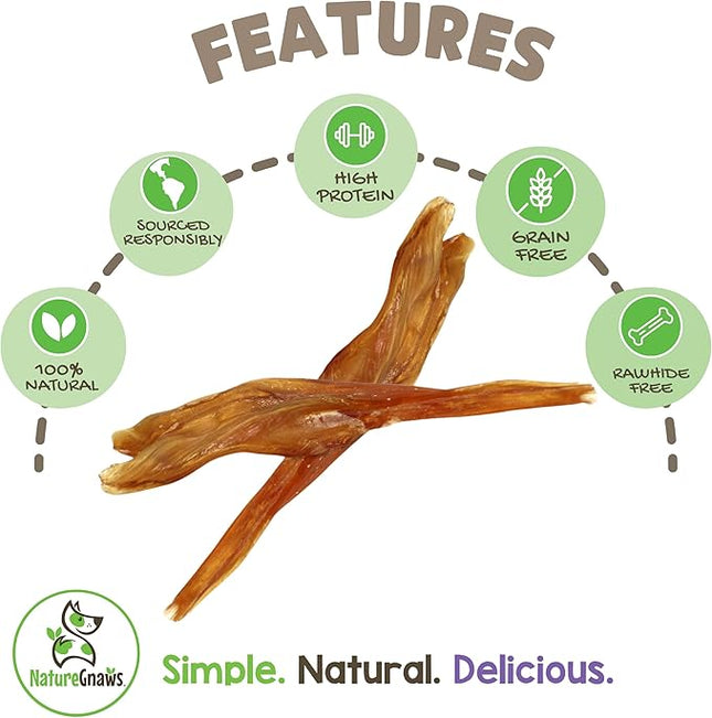 Nature Gnaws Beef Tendons for Dogs 7-11" (12 Count) - Long Lasting for Aggressive Chewers & Large Dogs - Natural Beef Jerky Dog Chew Bones - Rawhide Free