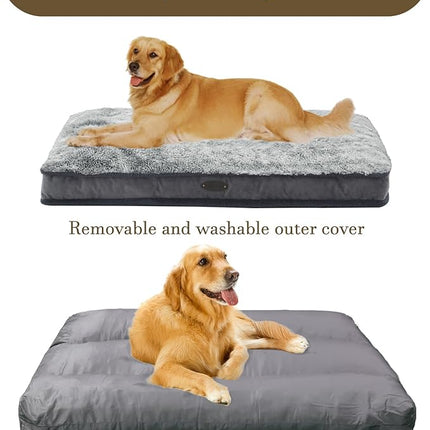 Dog Bed for Large, Medium Dogs Breeds, Deluxe Plush Dog Crate Beds, Comfy Kennel Pad, Pet Sleeping Mat, Waterproof, Removable and Machine Washable Cover & Non-Slip Bottom, 40"X28" Grey