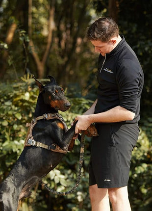 BUMBIN Tactical Dog Harness for Large Dogs No Pull, Famous TIK Tok No Pull Dog Harness, Fit Smart Reflective Pet Walking Harness for Training, Adjustable Dog Vest Harness with Handle Desert Camo L