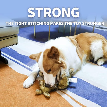 ALL FOR PAWS Classic Rabbit Squeaky Doy Toy, Bunny Dog Toy for Medium Large Breed, Puppy Fetch Toy with Squeaker, Plush Chew Dog Toy, 12.2x7.1x7.5 inches, Brown Rabbit-L