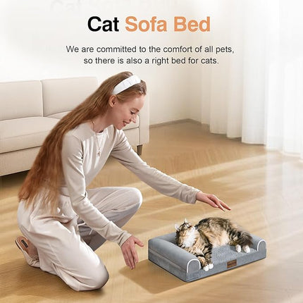 Small Dog Bed Orthopedic Washable: Beds Bolster Small Sized Dogs Cats Bed Egg Crate Foam Couch Sofa Waterproof with Removable Cover