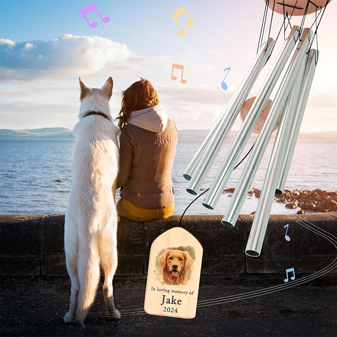 Dog Memorial Gifts for Loss of Dog, PEMIRSAYO Pet Memorial Wind Chime, Pet Memorial Gifts, Pet Loss Gifts, Loss of Dog Sympathy Gift, Pet Bereavement Gifts Dog, Dog Passing Away Gifts