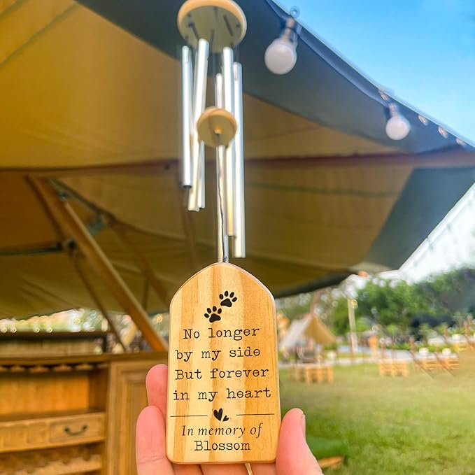 Dog Memorial Gifts, Jocidea Personalized Pet Memorial Wind Chime, Loss of Dog Sympathy Gift, Pet Remembrance Gifts, in Memory of Dog Cat, Loss of Pet - Pet Forever in My Heart