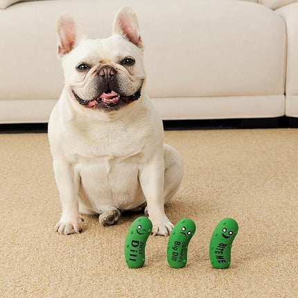 Squeaky Dog Toys, Soft Latex Rubber Squeaky Ball for Small Dogs Puppies, Cute Bounce Squeak Crunchy Pickle Pet Dog Toy