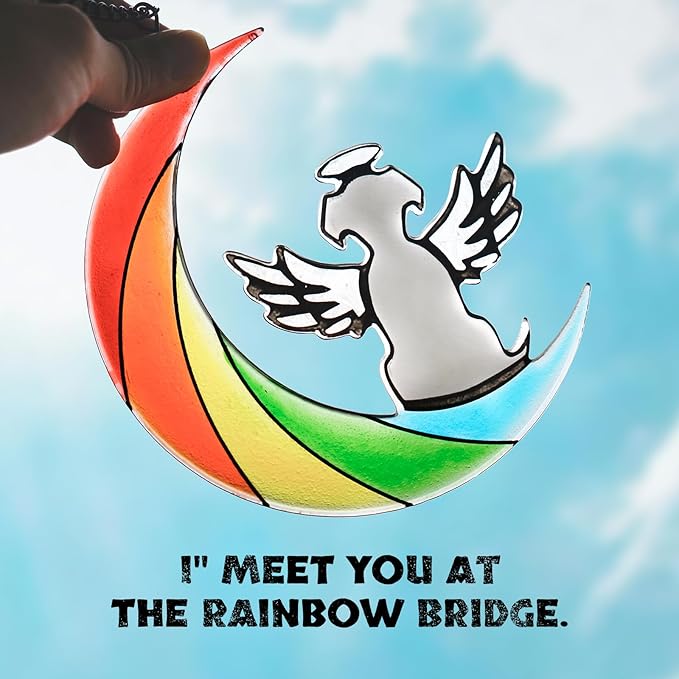 Stained Glass Dog Memorial Gifts for Loss of Dog, Handmade Pet Memorial Gift, Rainbow Bridge