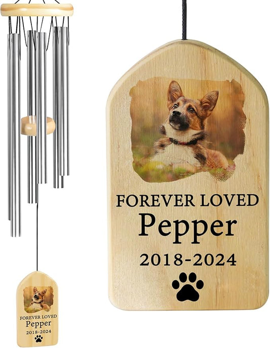 Pet Memorial Gifts, Personalized Pet Memorial Wind Chimes, Pet Loss Gifts, Dog Memorial Gifts for Loss of Dog, Pet Loss Sympathy Gift, Pet Remembrance Gift, in Memory of Pet - Forever Loved