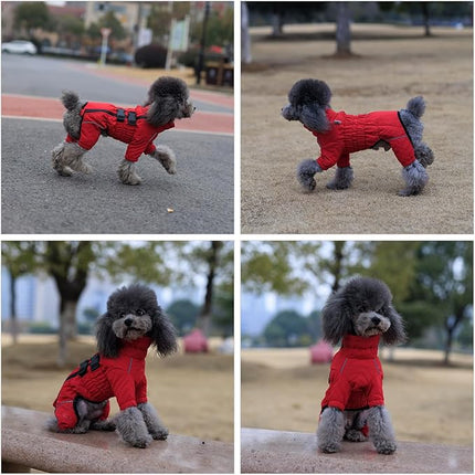 Lovelonglong Dog Coat, Red, S (Back 11", Chest 14.5"), Waterproof, Reflective, Windproof, Adjustable, Modern, Dog Winter, Small Medium Large Dogs, Cotton with Waterproof Outer Layer