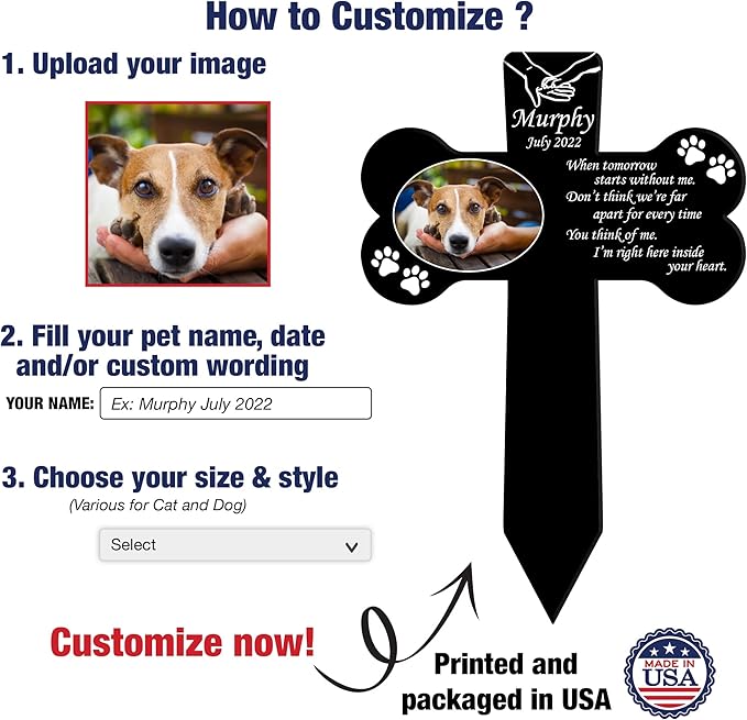 Personalized Dog Remembrance Garden Stake Pet Loss Gifts Dog Memorials Gifts For Friends Custom Pet Picture Plaque Stake Grave Markers Sympathetic Loss Of Cat For Someone Lost Pet