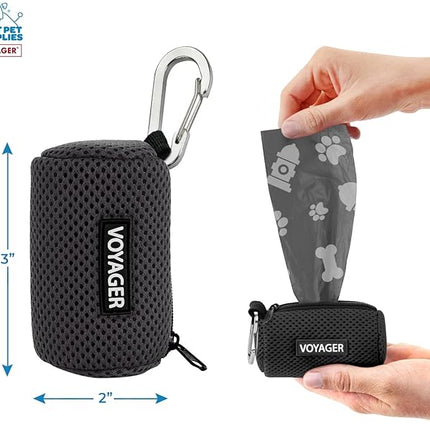 Best Pet Supplies 2-Pack Dog Poop Bag Holder Leash Attachment, Color, Reusable Mesh Dispenser Pouch for Travel, Walking, Park, and Outdoor Use, Soft and Durable with Clip-On - Mesh Black