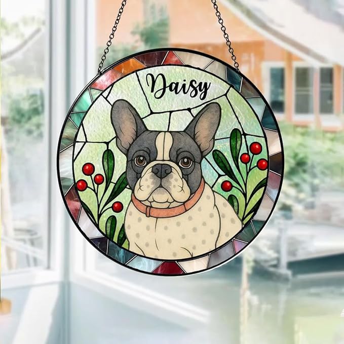 Custom Dog Portrait Stained Glass Light Catcher, Pet Memorial Stained Glass Photo Light Catcher, Staineds Glass Dog Memorial, Loss of Dogs Sympathy Gift Personalized, Pet Loss Gift /6