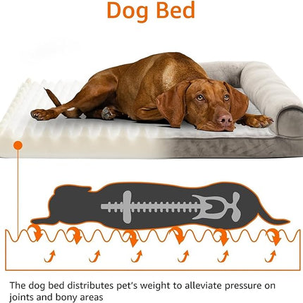 Amazon Basics Dog Bed with Cooling Gel Memory Foam, Pressure-Relief Support for Dogs up to 55lbs, Non-Slip Bottom, Machine Washable Cover, Large Sized (36" x 27"), Taupe