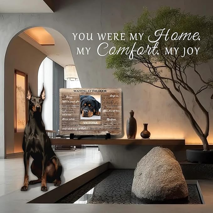 Personalized Pet Memorial Stone, Custom Dog Memorial Gifts for Loss of Dog with Photo Name Date, Dog Remembrance Gift, Loss of Dog Sympathy Gift for Dog Cat Lovers (Quote 14)